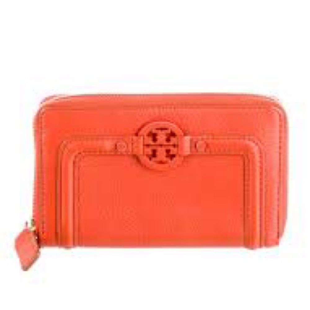 Tory Burch Amanda Orange Zip-Around Wallet